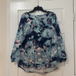 T by Talbots Tie Dye Sweatshirt High Low Hem Plus Size 2X